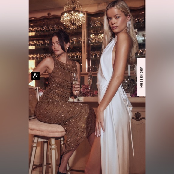 House of CB Zanab Thigh High Slit Open Back Satin Maxi Dress Ivory Cream 🤍 - Picture 13 of 16